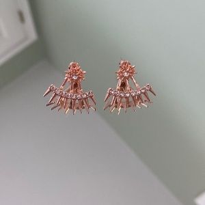 Rose gold flower earrings with spike cuff jacket